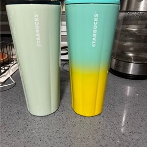 Starbucks Mint and Yellow Gradient Mugs